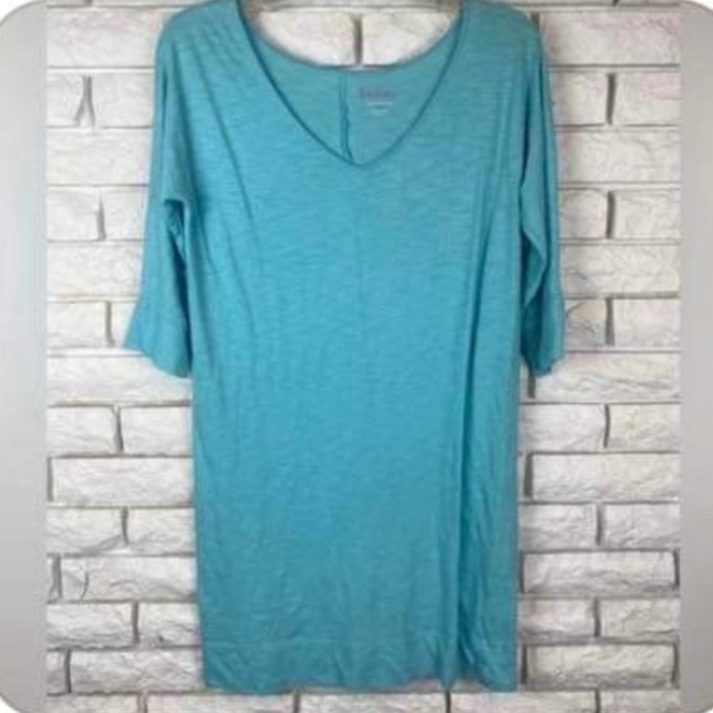 Lilly Pulitzer Women's XS Spa Blue Pima Cotton Eliza V-Neck T Shirt Dress